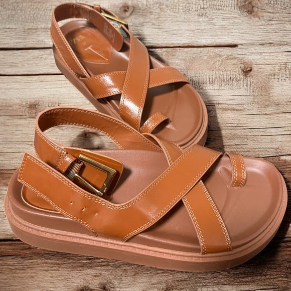 ZARA CROSSED STRAP FLAT SANDALS Size 6.5/7 US (37) - Picture 11 of 14